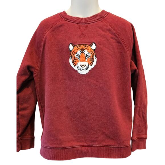 Janie jack true burgandy red tiger 3d Terrycloth sweater crewneck warm winter 7 - Picture 1 of 7